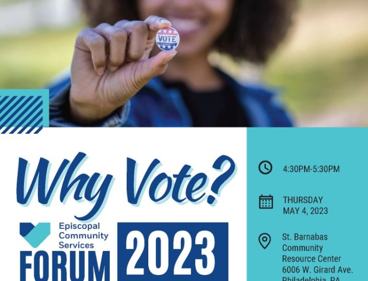 promotional flyer for a forum about voting and justice
