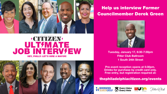 Photos of 10 mayoral candidates and text reading "Citizen Ultimate Job Interview"