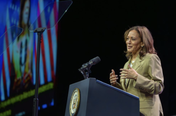 Kamala Harris standing at a podium