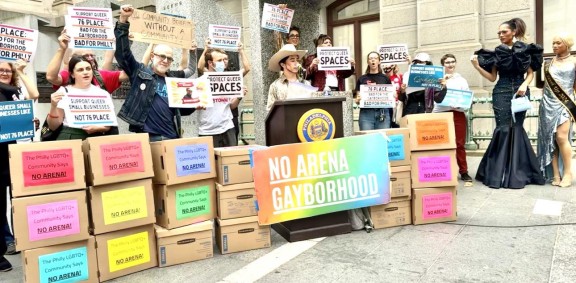 LGBTQ+ Protesters in front of City Hall 