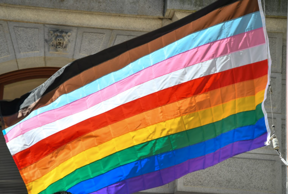 Pride Flag in front of Philadelphia City Hall