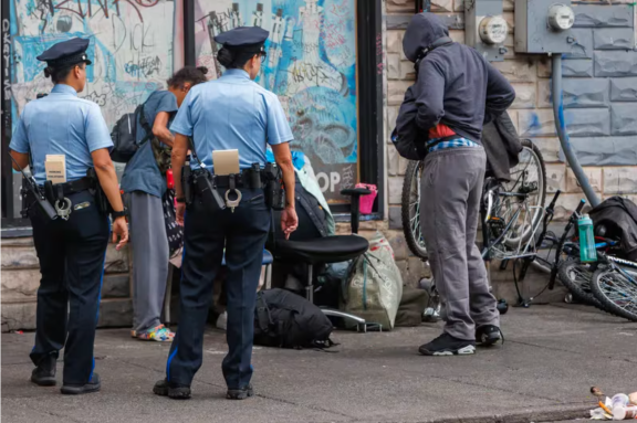 Philadelphia police along Somerset near Kensington Avenue 