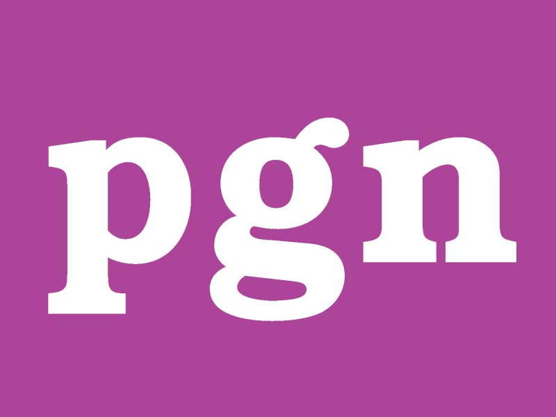 letters PGN on purple background, logo for Philadelphia Gay News