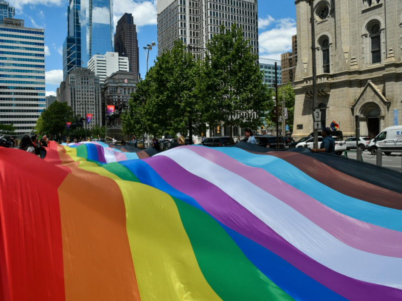 400 foot pride flag being carried in Philadelphia