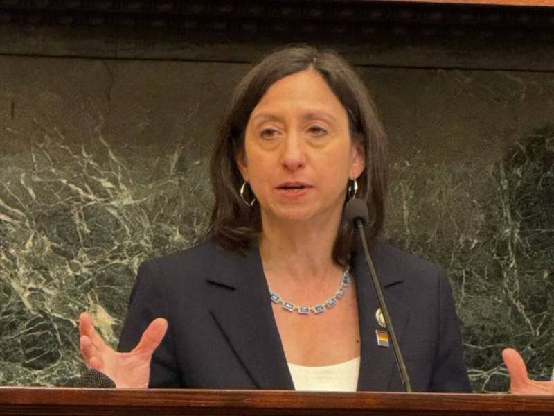 Philadelphia City Councilmember At-Large Rue Landau speaks at City Hall on June 6, 2024. (Photo: Lauren Rowello)