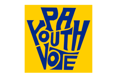 the words PA Youth Vote in dark blue on a yellow background