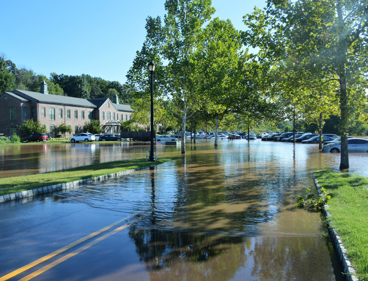 Flooded streets in a Norristown, Montgomery County neighborhood