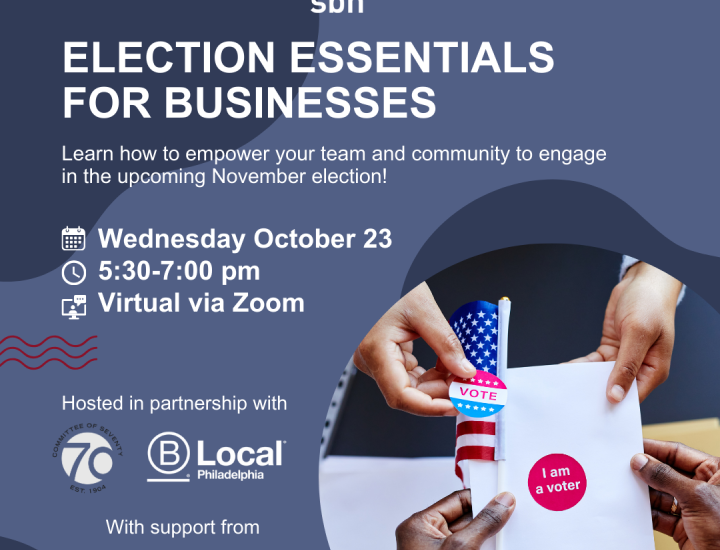 Flyer for Election Essentials for Businesses discussion