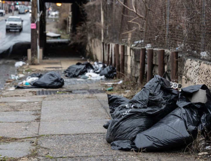 Image of trash bags on curb