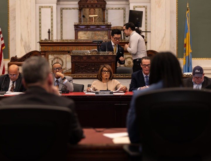 City council members at a hearing